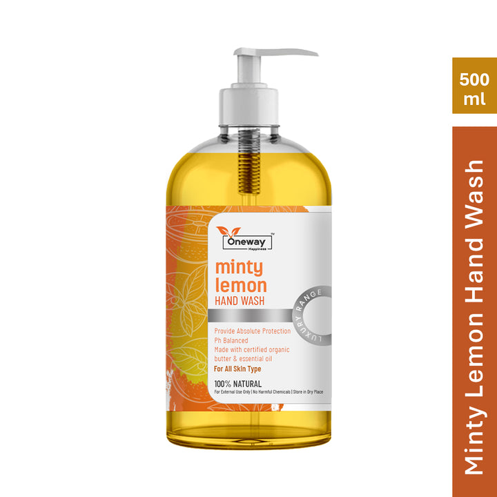 Oneway Happiness Minty Lemon Hand Wash with Aloe Vera & Lemon Extract 500ml