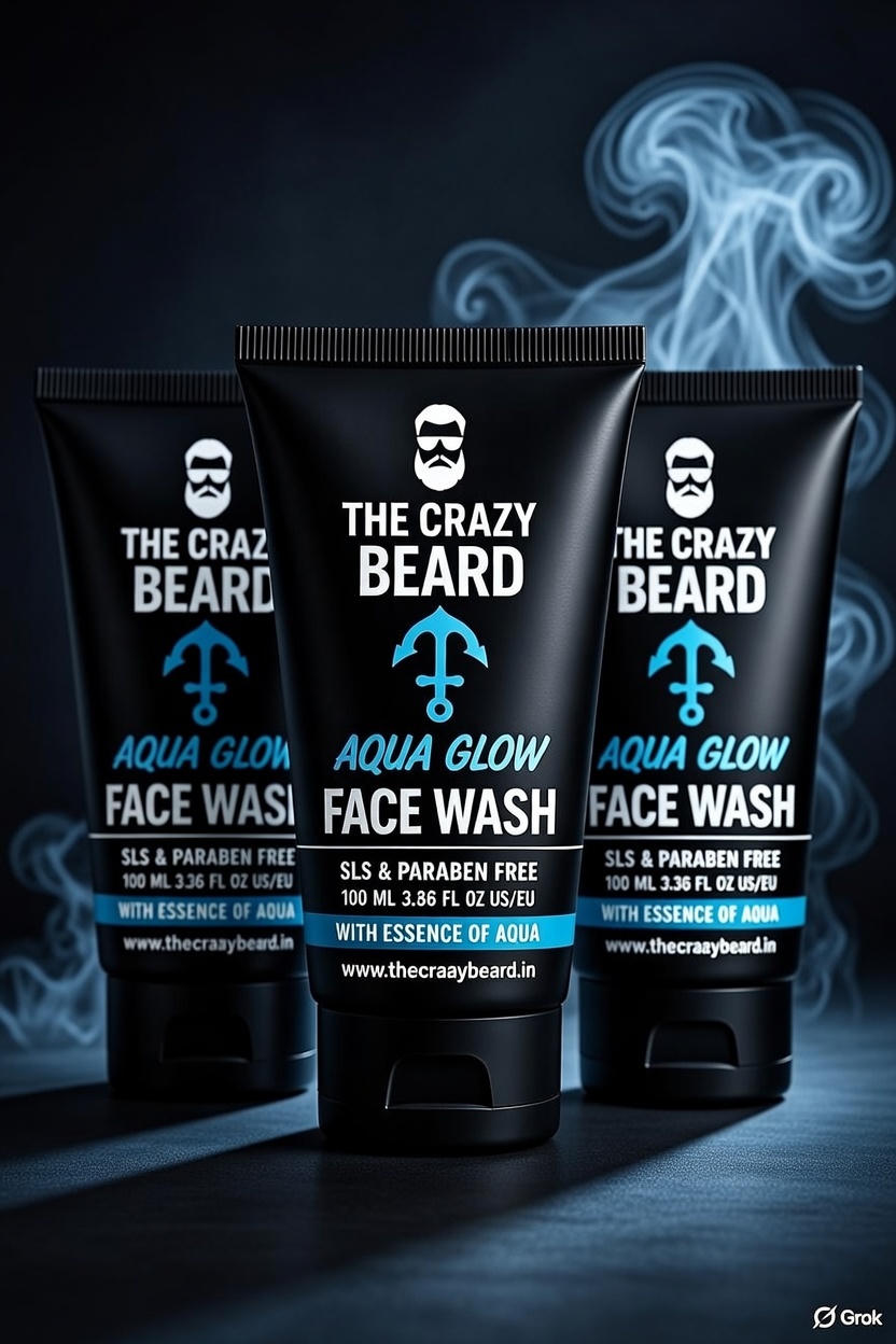THE CRAZY BEARD Aqua Glow Face Wash for Men | Deep Cleansing & Hydrating Face Wash