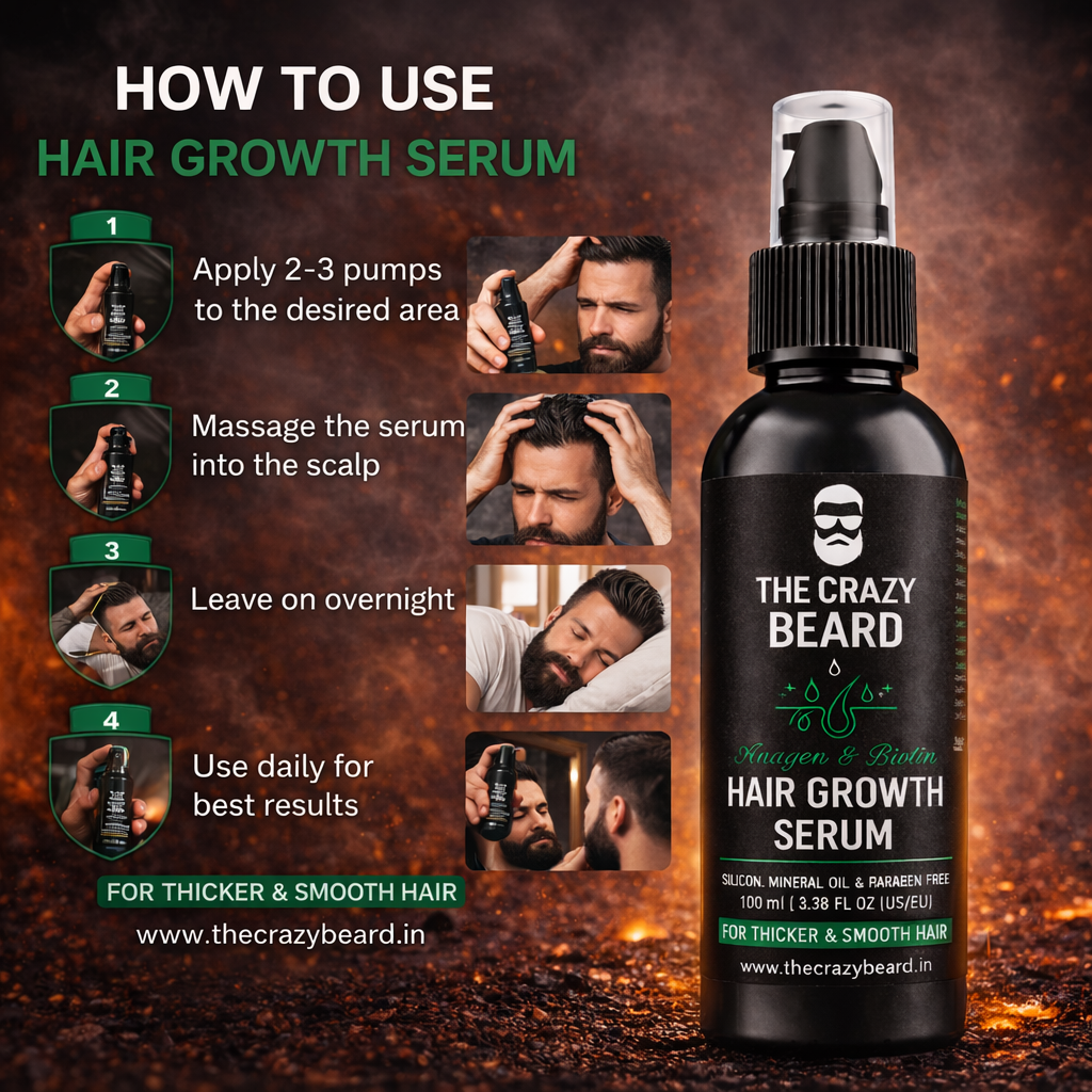 THE CRAZY BEARD Hair Growth Serum for Men | Strengthens Hair & Promotes Regrowth