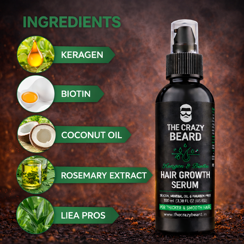 THE CRAZY BEARD Hair Growth Serum for Men | Strengthens Hair & Promotes Regrowth