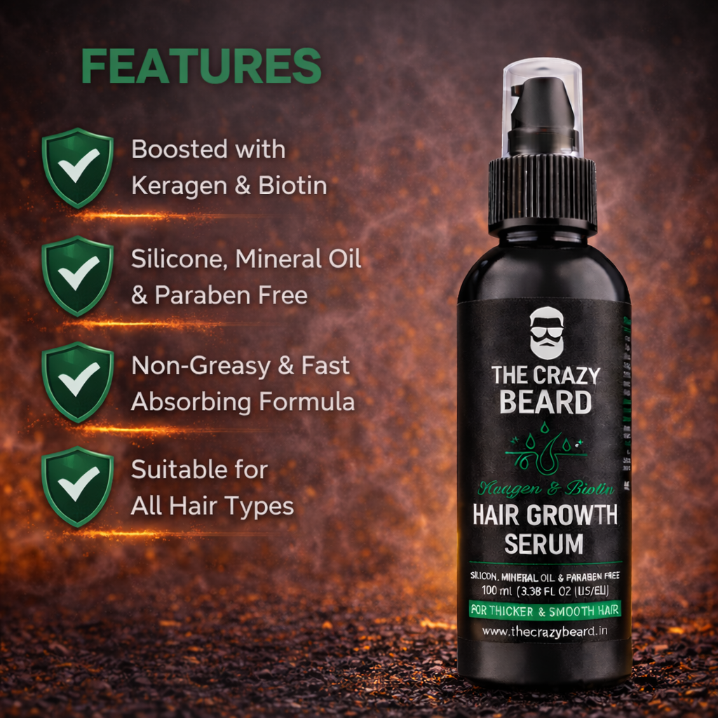 THE CRAZY BEARD Hair Growth Serum for Men | Strengthens Hair & Promotes Regrowth