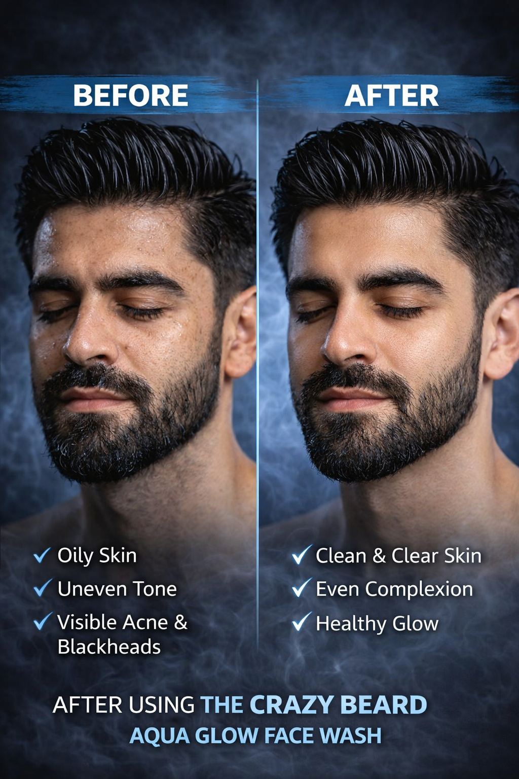 THE CRAZY BEARD Aqua Glow Face Wash for Men | Deep Cleansing & Hydrating Face Wash