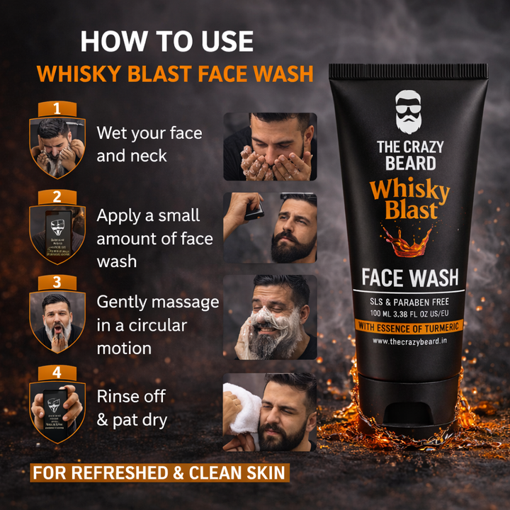 THE CRAZY BEARD Whisky Blast Face Wash for Men | Deep Cleansing & Invigorating Refresh