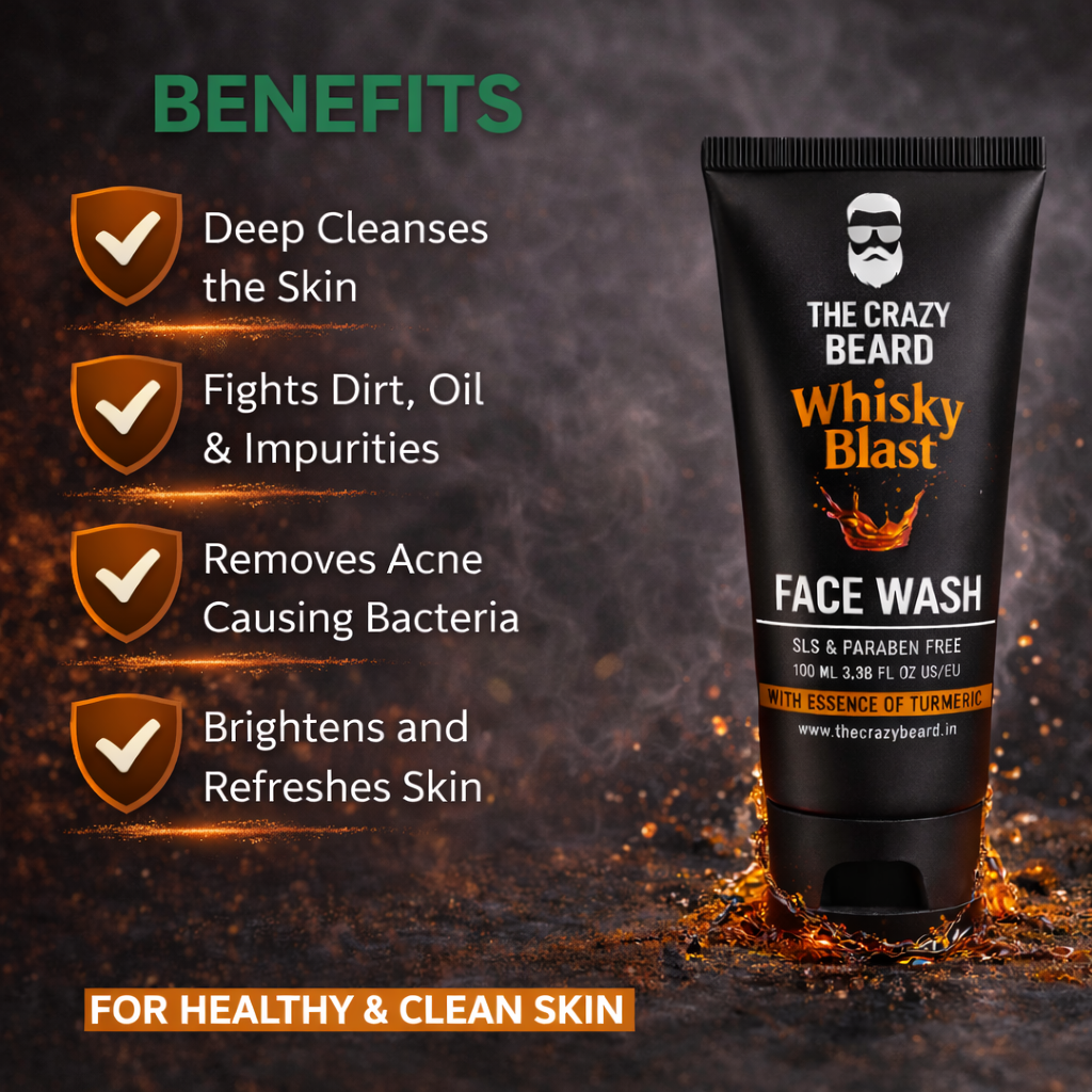 THE CRAZY BEARD Whisky Blast Face Wash for Men | Deep Cleansing & Invigorating Refresh