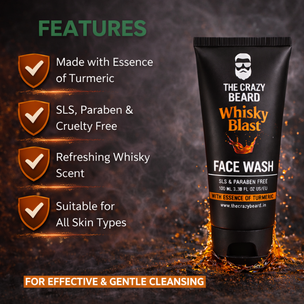 THE CRAZY BEARD Whisky Blast Face Wash for Men | Deep Cleansing & Invigorating Refresh