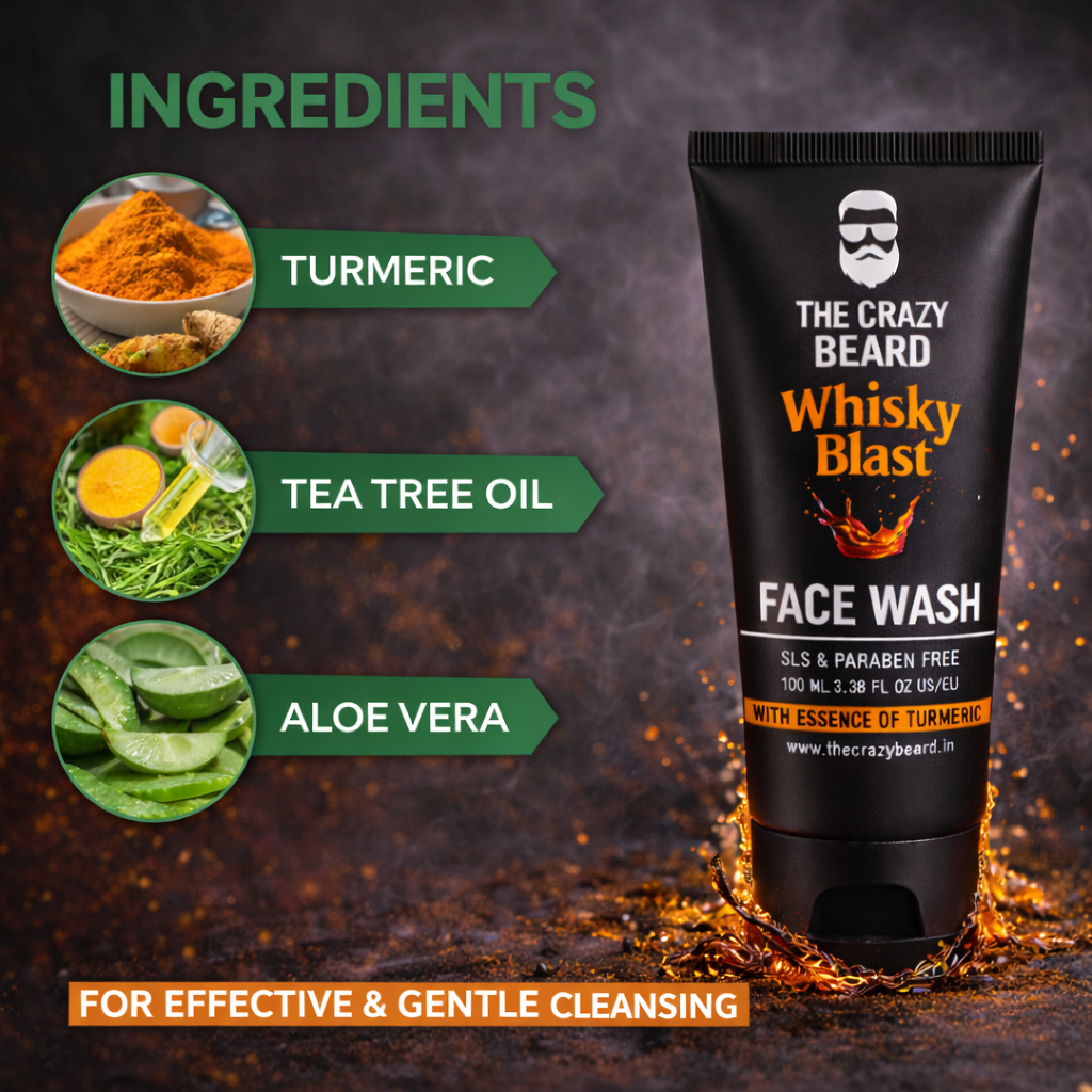 THE CRAZY BEARD Whisky Blast Face Wash for Men | Deep Cleansing & Invigorating Refresh