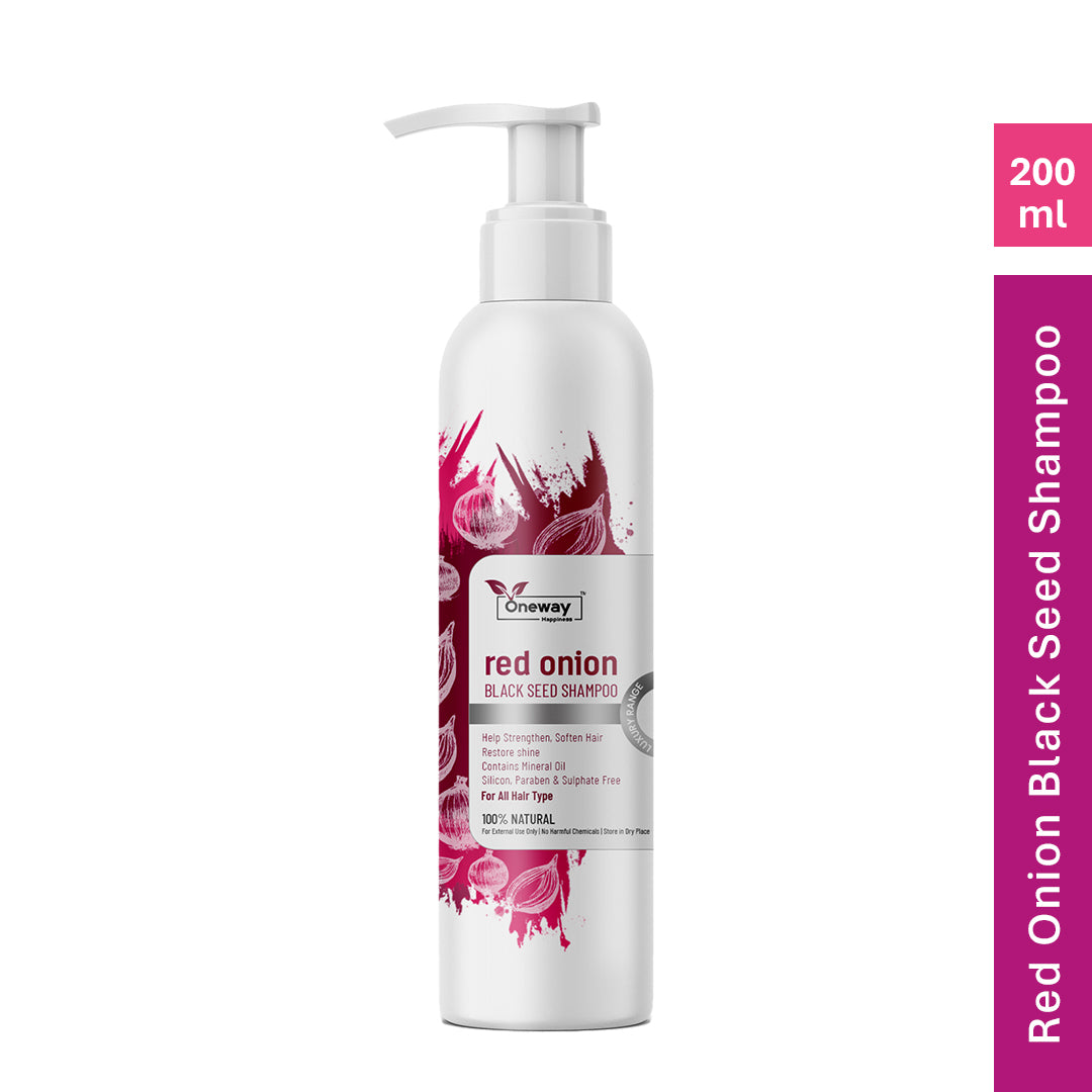 Oneway Happiness Red Onion Shampoo with Vitamin E & Rich Almond oil for Hair fall control and Hair growth
