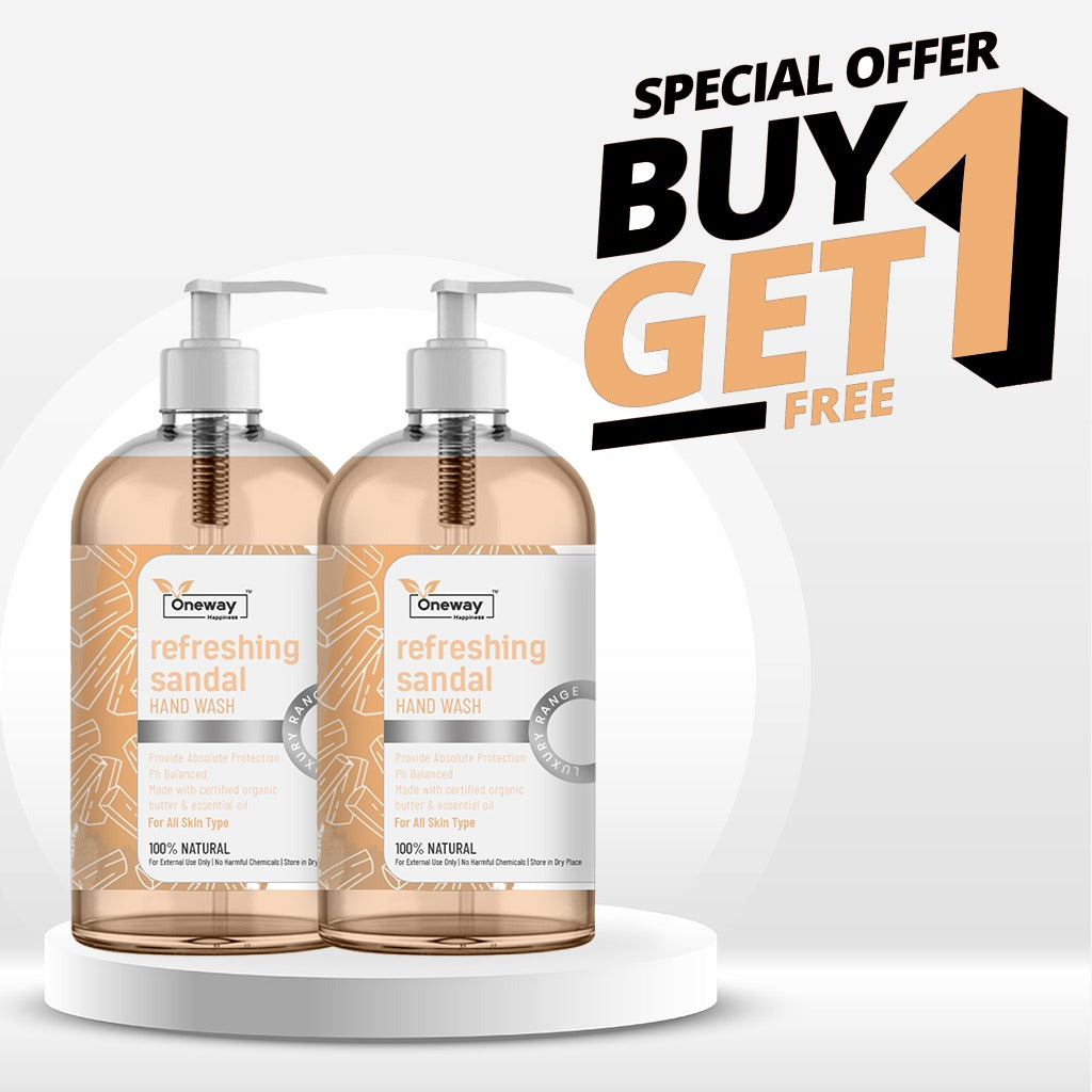 Oneway Happiness Sandal Hand Wash with Sandalwood & Aloe Vera 500ml | BUY 1 GET 1 FREE |