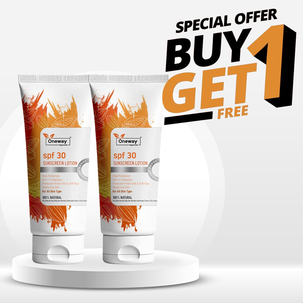 Oneway Happiness SPF 30 Sunscreen Lotion with Vitamin C & E 100ML | BUY 1 GET 1 FREE |