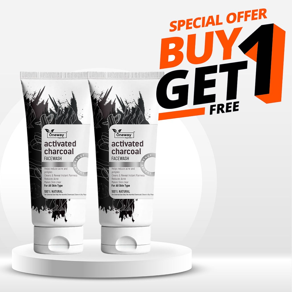 Oneway Happiness New Activated Charcoal Face wash for glowing skin 100ml  | BUY 1 GET 1 FREE |