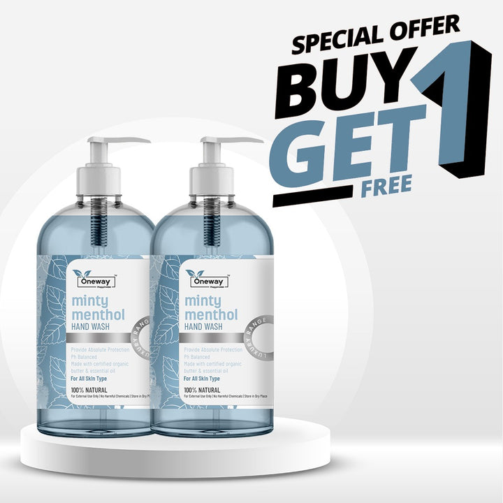 Oneway Happiness Minty Methanol Hand Wash with Mint and Aloe Vera 500ml | BUY 1 GET 1 FREE |