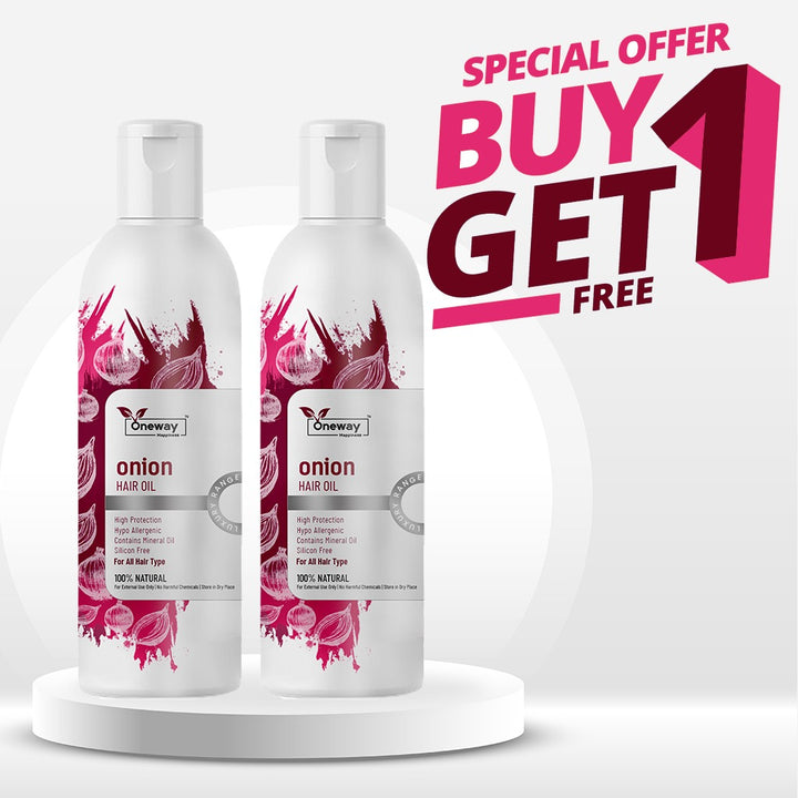 Oneway Happiness Red Onion Hair Oil with 28 Ayurvedic Herbs for Hair Growth & Hair Fall Control  | BUY 1 GET 1 FREE |