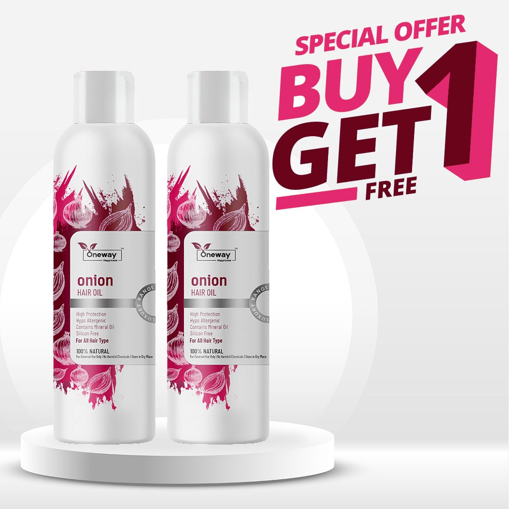 Oneway Happiness Red Onion Hair Oil with 28 Ayurvedic Herbs for Hair Growth & Hair Fall Control  | BUY 1 GET 1 FREE |