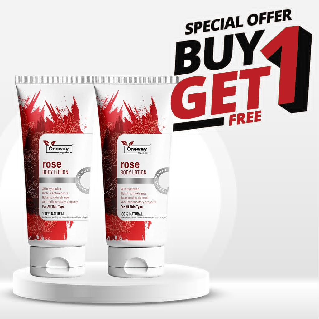 Oneway Happiness Rose Body Lotion with Aloe-Vera & Vitamin E for 24HR Nourishing | BUY 1 GET 1 FREE |