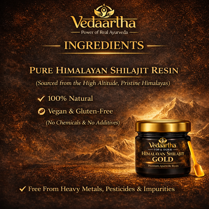 Vedaartha Himalayan Shilajit Gold Resin | 100% Pure & Natural | Premium Ayurvedic Shilajit | Energy & Vitality Support | Non-GMO