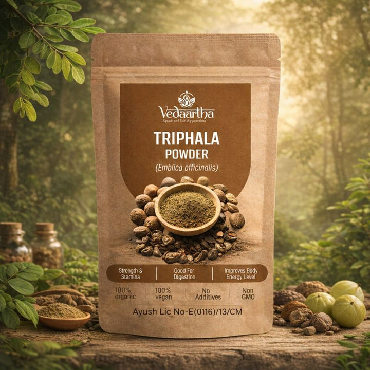 Vedaartha Triphala Powder 100% Organic | Traditional Ayurvedic Herbal Blend | Natural Digestive Support | Vegan | Non-GMO